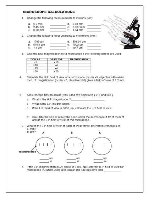 microscope magnification calculation|microscope worksheet pdf.